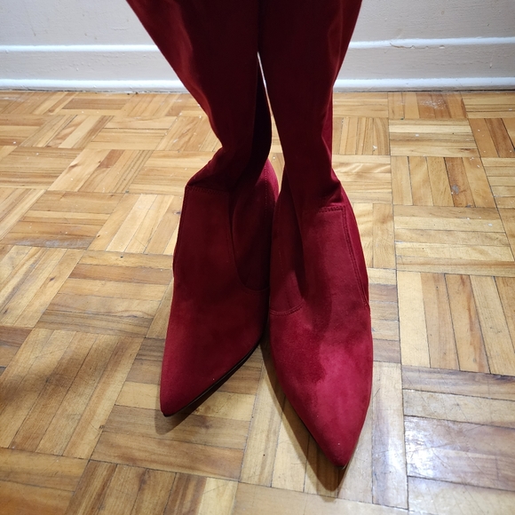 PREGUNTA square heel red Boots suede effect leather sole - Picture 8 of 13